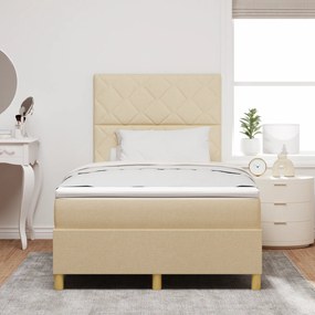 vidaXL Κρεβάτι  με στρώμα & LED Κρεμ 120x200 εκ. Ύφασμα