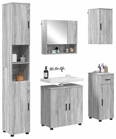 vidaXL Σετ Επίπλων Μπάνιου με πόρτα 5 pcs Γκρι sonoma 61 x 35 x 64 εκ.