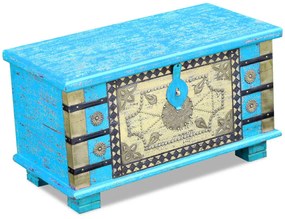 vidaXL Μπαούλο Αποθήκευσης Μπλε 80 x 40 x 45 εκ. από Ξύλο Μάνγκο