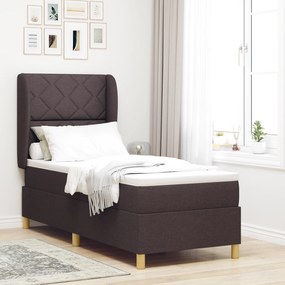 vidaXL Κρεβάτι Box Spring με Στρώμα Σκούρο Καφέ 80x200 εκ. Ύφασμα