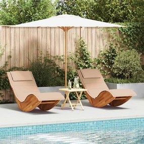 vidaXL Ξαπλώστρα 2 pcs Καφέ 60 x 154 x 74εκ Μασίφ ξύλο ακακίας
