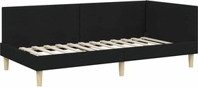 vidaXL Κρεβάτι Γωνίας Μαύρο 90 x 200 cm Ύφασμα