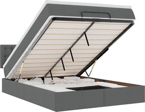 vidaXL Οθωμανικό κρεβάτι με στρώμα Σκούρο γκρι 140x200cm ύφασμα