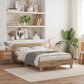 vidaXL Σκελετός Κρεβατιού artisan δρυς 135 x 190 cm Επεξεργασμένο ξύλο