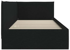 vidaXL Κρεβάτι Γωνίας με κεφαλάρι Μαύρο 90 x 200 cm ύφασμα