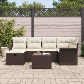 vidaXL Σετ Καναπέ Κήπου 7 pcs Καφέ και κρεμ 242.5 x 132.5 x 85 εκ.