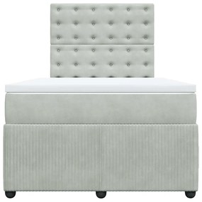 vidaXL Κρεβάτι Boxspring με Στρώμα Ανοιχτό Γκρι 120x190 εκ. Βελούδινο