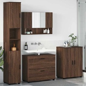 vidaXL Σετ Επίπλων Μπάνιου με ράφι 4 pcs Καφέ δρυς 30 x 35 x 192 εκ.