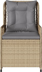 vidaXL Καρέκλες Κήπου Ανακλινόμενες 2 τεμ. Μπεζ Συνθ. Ρατάν