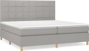 vidaXL Κρεβάτι Boxspring με Στρώμα Ανοιχτό Γκρι 200x200 εκ. Υφασμάτινο