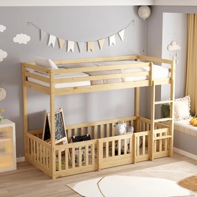 Κουκέτα Παιδική PLAYKID με Παρκάκι Ξύλο Πεύκου Φυσικό 190x90 εκ. 208x101.5x150 εκ.