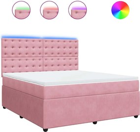 vidaXL Κρεβάτι Boxspring με Στρώμα Ροζ 180x200 εκ. Βελούδινο