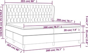 vidaXL Κρεβάτι Boxspring με Στρώμα Μαύρο 200x200 εκ. Υφασμάτινο