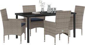 vidaXL Σετ τραπεζιού και καρέκλας 5 pcs Γκρι και Navy Blue Ράτα PE
