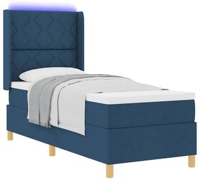 vidaXL Κρεβάτι με ελατήρια με στρώμα Μπλε 80 x 200 cm ύφασμα