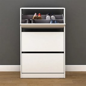 Παπουτσοθήκη Flat Duo Megapap 18 ζεύγων χρώμα λευκό 73x26x119εκ.
