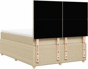 vidaXL Κρεβάτι Boxspring με Στρώμα Κρεμ 140x190 εκ. Υφασμάτινο