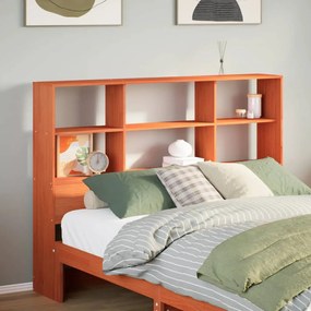 Κεφαλάρι με Αποθ. Χώρο Καφέ Κεριού 160 εκ από Μασίφ Ξύλο Πεύκου