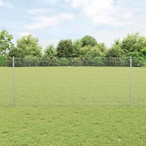 vidaXL Συρματόπλεγμα με Στυλίς 10 x 1 m Γαλβανισμένος Χάλυβας Ασημί