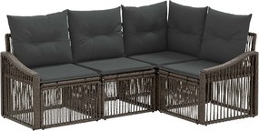 vidaXL Σετ Καναπέ Κήπου 4 pcs Γκρι συνθετικό ρατάν