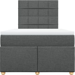 vidaXL Κρεβάτι Boxspring με Στρώμα Σκούρο Γκρι 120x190 εκ Υφασμάτινο