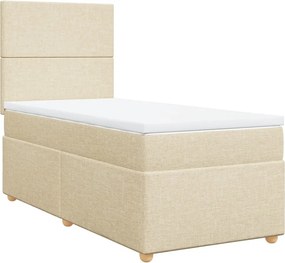 vidaXL Κρεβάτι Boxspring με Στρώμα Κρεμ 90x200 εκ.Υφασμάτινο