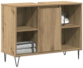 vidaXL Μονάδα Vanity Μπάνιου Μασίφ Δρυς Επεξεργασμένο Ξύλο Μεσαίο