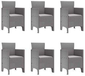 vidaXL Σέτ φαγητού για κήπο 7 pcs Ανοιχτό γκρι Rattan Polt