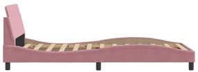 vidaXL Πλαίσιο Κρεβατιού με Κεφαλάρι Ροζ 100x200 εκ. Βελούδινο