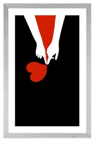 Αφίσα με πασπαρτού Ένωση δύο καρδιών - 60x90 black