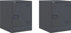 vidaXL Κομοδίνα 2 τεμ. Ανθρακί 34,5 x 39 x 44 εκ. από Χάλυβα
