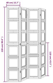 Διαχωριστικό Χώρου με 4 Πάνελ Λευκό από Μασίφ Ξύλο Παυλώνιας - Λευκό
