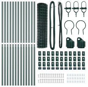 vidaXL Euro Fence με 13 Στυλοβάτες 1.2x25 μ Γαλβανισμένος Χάλυβας Πράσινος