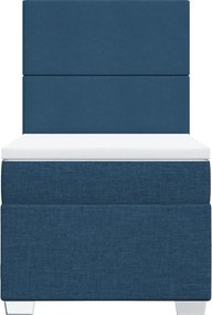 vidaXL Κρεβάτι Boxspring με Στρώμα Μπλε 100 x 200 εκ. Υφασμάτινο