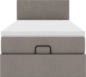 VidaXL Οθωμανικό κρεβάτι με στρώμα & LEDs Taupe 90x190cm ύφασμα