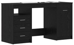 vidaXL Γραφείο με ράφι Μαύρη δρυς 140 x 50 x 76 εκ. Επεξεργασμένο ξύλο