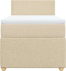 vidaXL Κρεβάτι Boxspring με Στρώμα Κρεμ 90x200 εκ.Υφασμάτινο