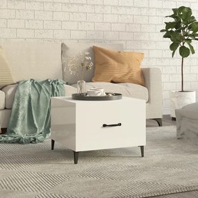 vidaXL Τραπέζι Σαλονιού με Μεταλλικά Πόδια Γυαλ. Λευκό 50x50x40 εκ.
