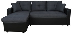 ΚΑΝΑΠΕΣ ΓΩΝΙΑ ΚΡΕΒΑΤΙ 220x146x86Υεκ.FB93028.01 ΓΚΡΙ ΜΕ ΜΑΥΡΟ PU 0516398