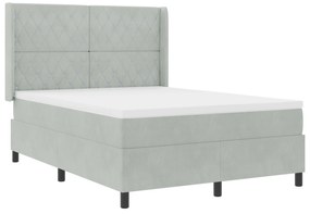 vidaXL Κρεβάτι με Στρώμα Light Grey 140x190 cm Βελούδο