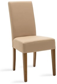 047-000031 Καρέκλα Ditta pakoworld PU μόκα-πόδι μασίφ ξύλο καρυδί 45,0x58,0x96,0εκ PU - SOLID WOOD BEECH MOCHA - WALNUT, 2 Τεμάχια