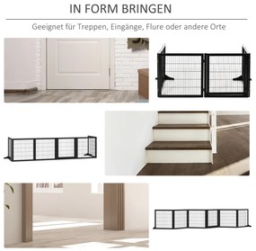 PawHut Πτυσσόμενο φράγμα σκύλου 432 x 36 x 70cm Ξύλο πεύκου Μαύρο