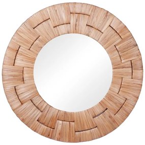 Καθρέπτης Adloms Inart ξύλο σε φυσική απόχρωση Φ70x6εκ 70x70x6 εκ.