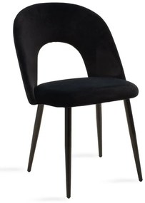 Καρέκλα Jonah σε βελούδο μαύρο-μαύρο πόδι 55x57x85 εκ. 55x57x85 εκ.