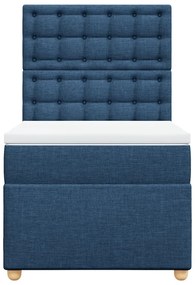 vidaXL Κρεβάτι Boxspring με Στρώμα Μπλε 100 x 200 εκ. Υφασμάτινο