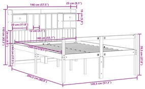 ΚΡΕΒΑΤΙ ΒΙΒΛΙΟΘΗΚΗ ΧΩΡΙΣ ΣΤΡΩΜΑ 140X200 ΕΚ ΜΑΣΙΦ ΞΥΛΟ ΠΕΥΚΟ 3322056