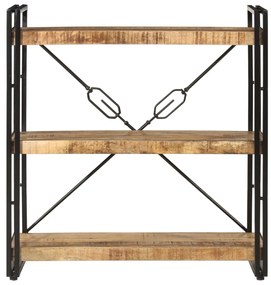 vidaXL Βιβλιοθήκη με 3 Επίπεδα 77x30x80 εκ Μασίφ Ξύλο Μάνγκο &amp; Σίδηρος