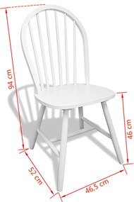 vidaXL Καρέκλες Τραπεζαρίας 6 τεμ. Λευκές Μασίφ Ξύλο Καουτσουκόδεντρου