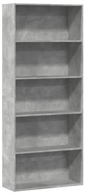 vidaXL ντουλάπι βιβλίων Γκρι μπετόν 80x30x189 cm Κατασκευασμένο ξύλο