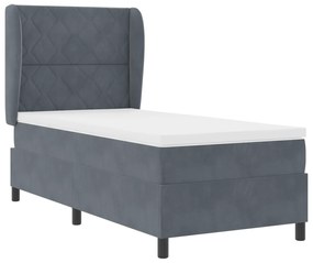 vidaXL Κρεβάτι Box Spring με Στρώμα  Σκούρο Γκρι 90x200 εκ. Βελούδο